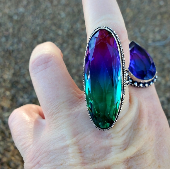 New Amazing Bi-Color Tourmaline 925 Silver Statement Ring. - Picture 9 of 16